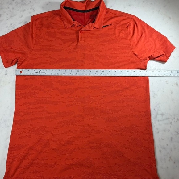 Nike Golf Polo Shirt Mens Medium Orange Excellent Dri-FIT Camo Tiger Stripe - Picture 4 of 5